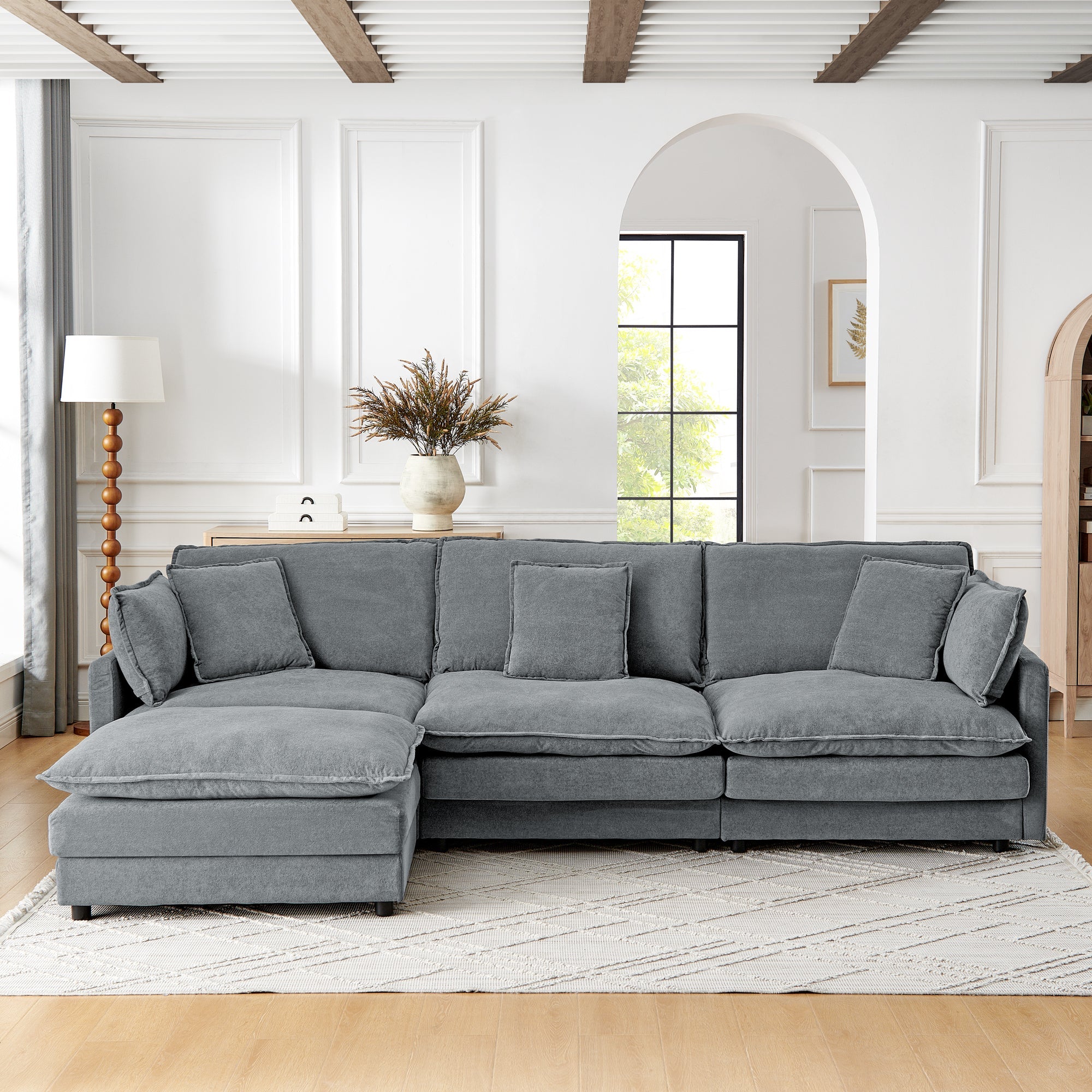 Modern L-Shaped Sectional Sofa with Storage
