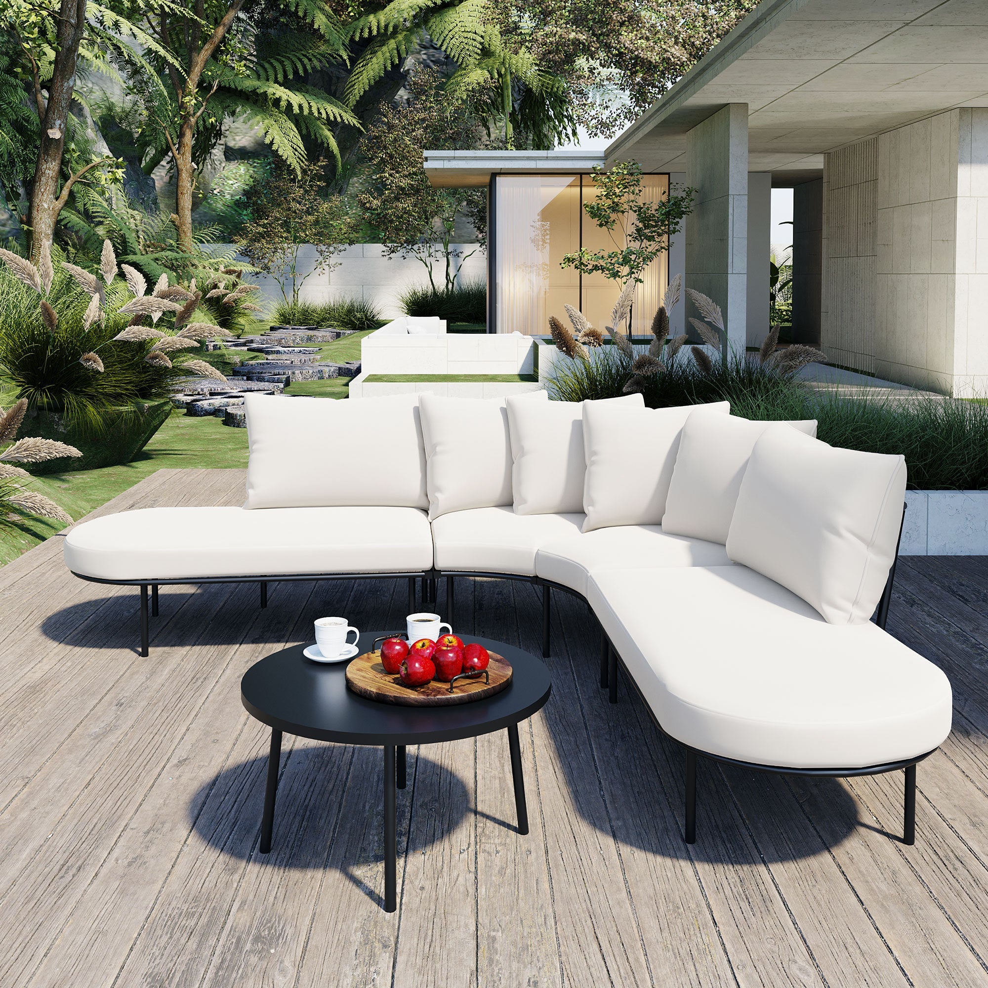 Patio Half-Moon Curved Outdoor Furniture Set