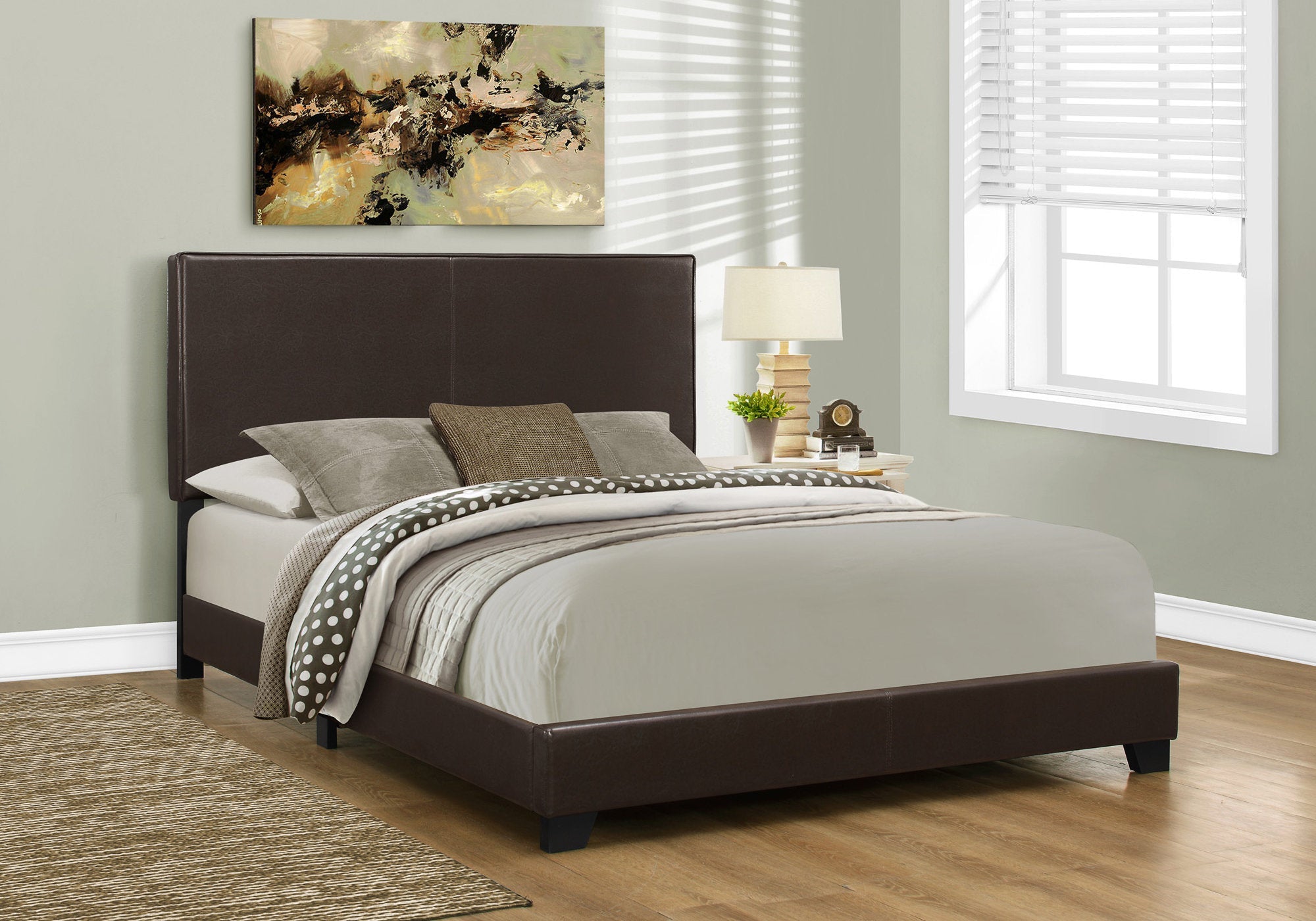 45.75" Queen Size Bed with Leather Look