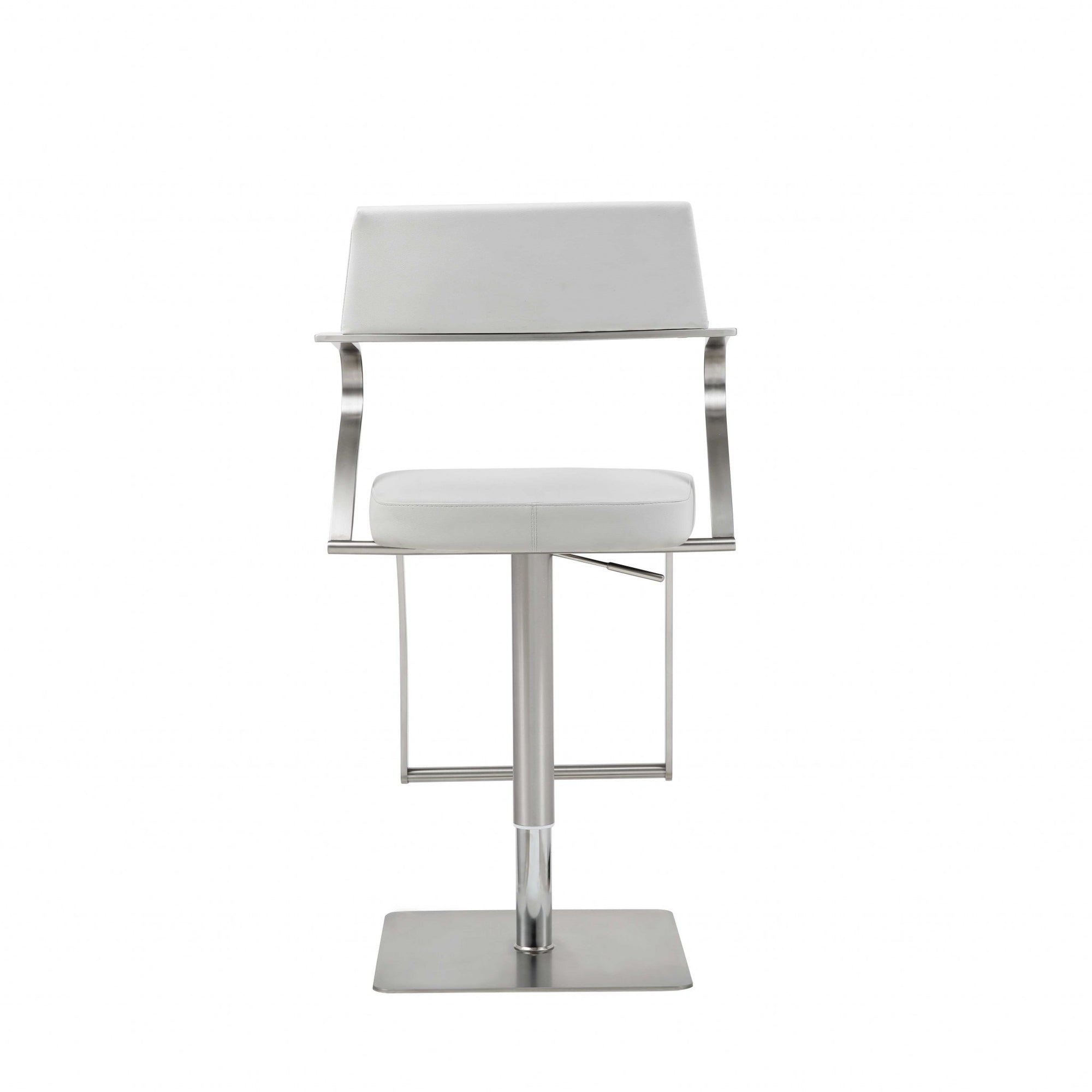 21 " White And Silver Stainless Steel Bar Chair-3