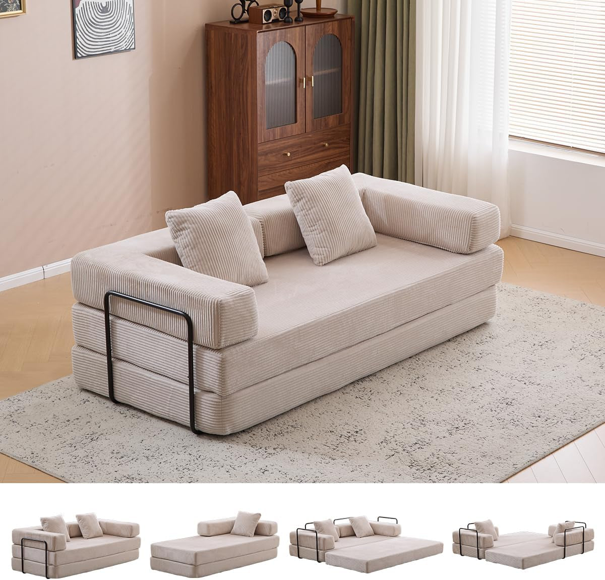 4 In 1 Convertible Folding Sleeper Sofa Bed-0