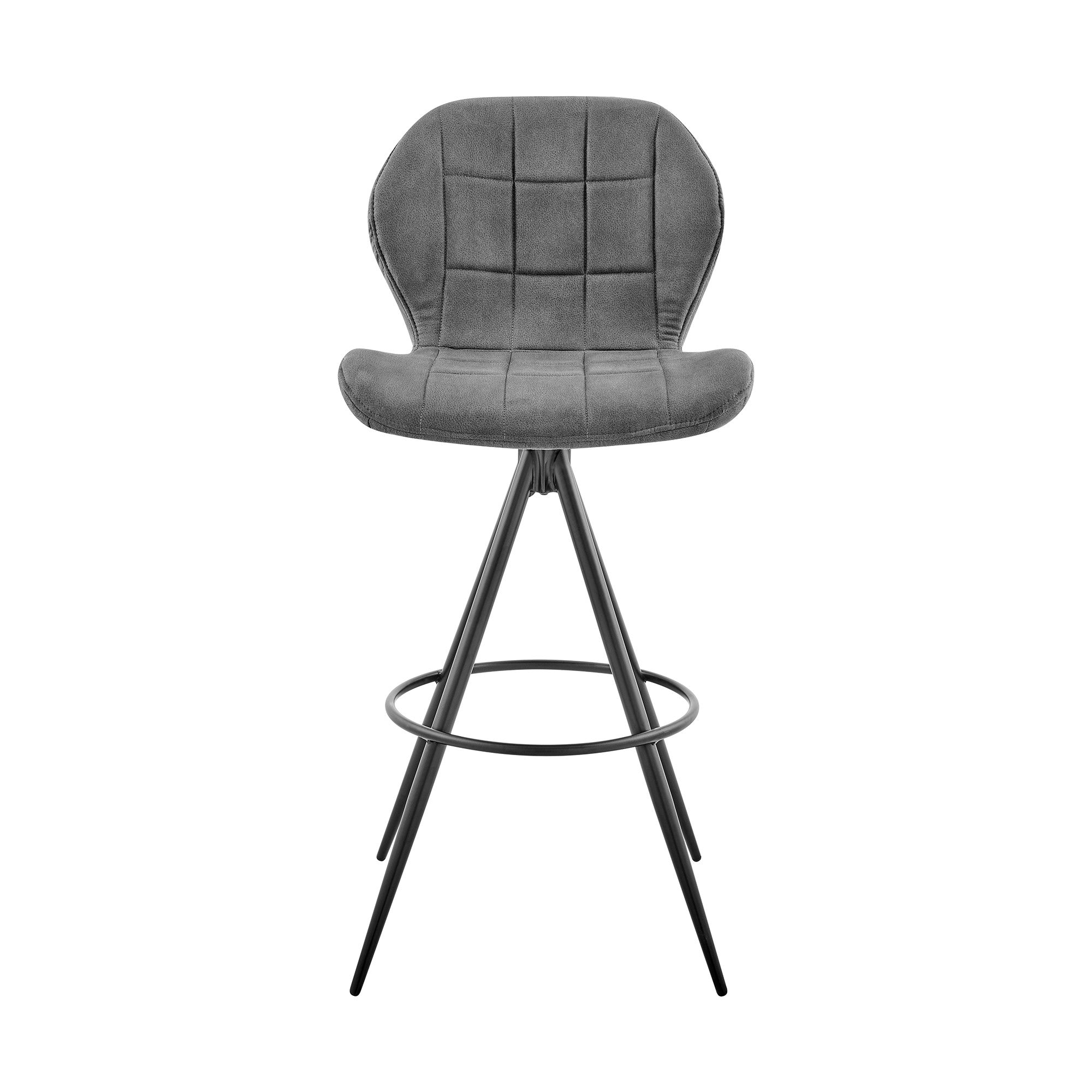 27" Charcoal And Black Iron Counter Height Bar Chair-1