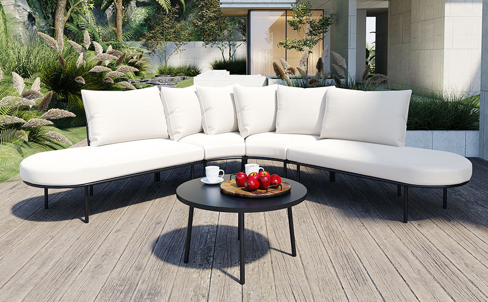 Patio Half-Moon Curved Outdoor Furniture Set