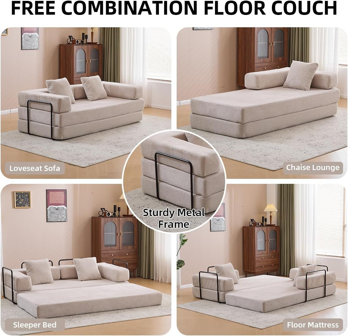 4 In 1 Convertible Folding Sleeper Sofa Bed-3