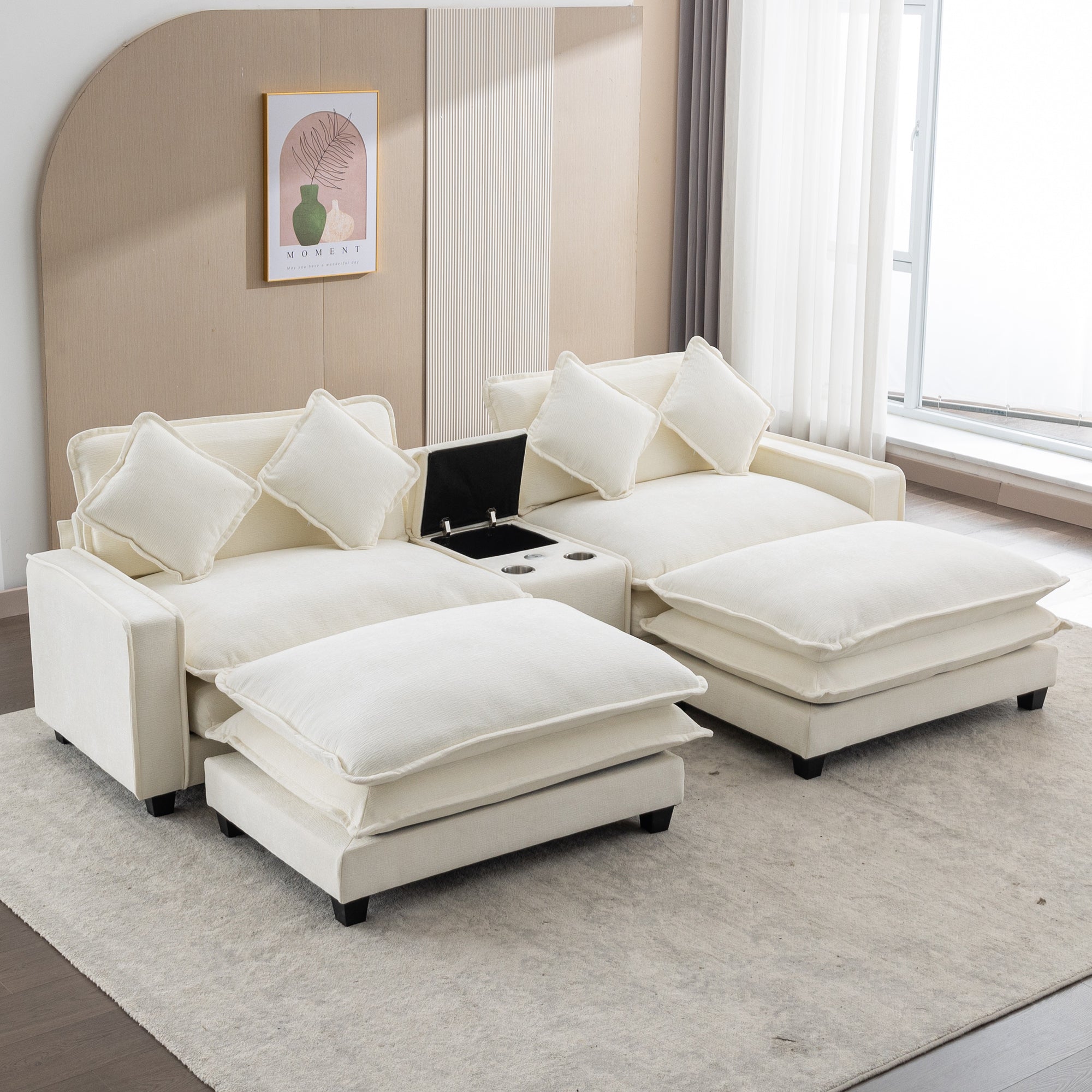 112.6" Chenille Upholstered Sectional Sofa