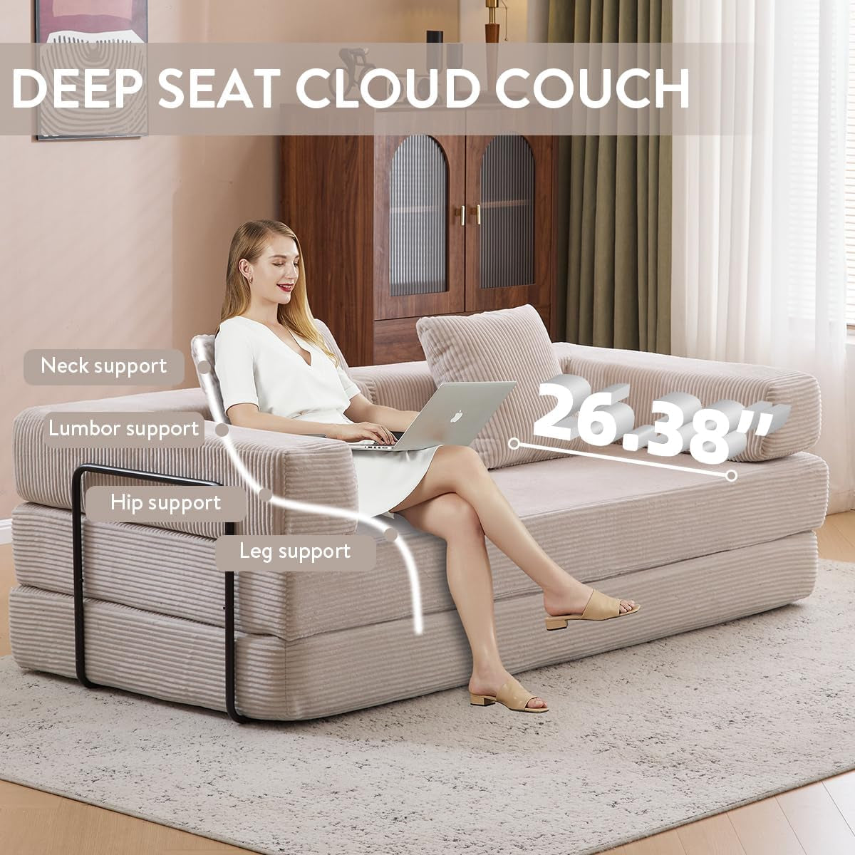 4 In 1 Convertible Folding Sleeper Sofa Bed-4