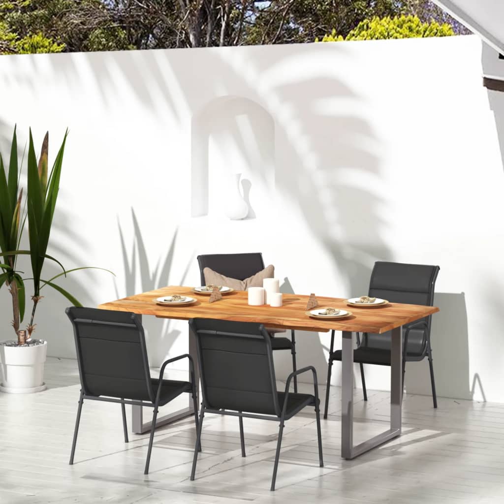 vidaXL Patio Chairs Outdoor Stack Chair for Patio Steel and Textilene Black-0