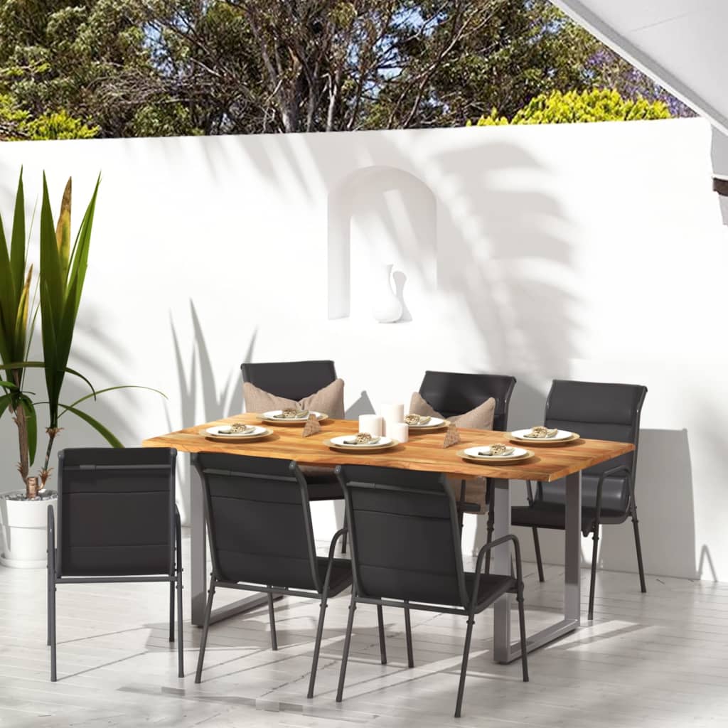 vidaXL Patio Chairs Outdoor Stack Chair for Patio Steel and Textilene Black-6