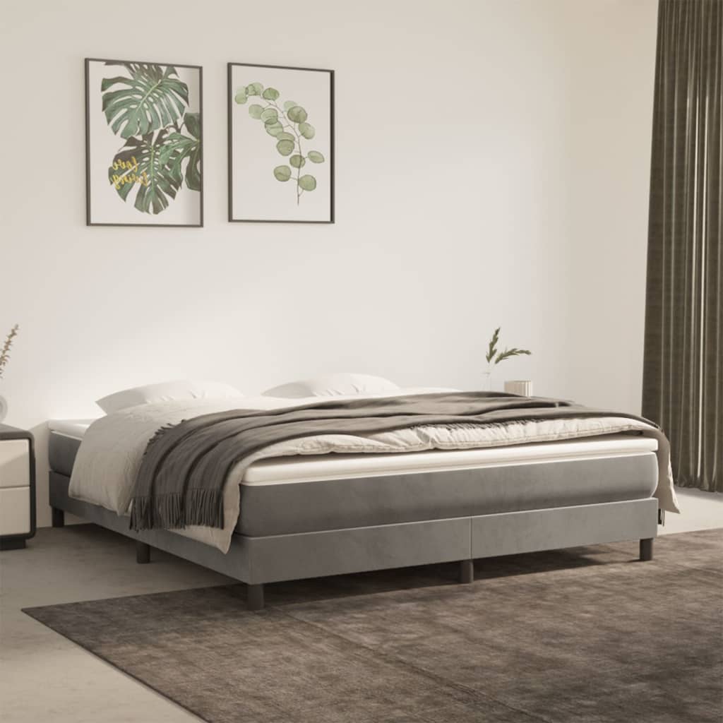 vidaXL Bed Frame Box Spring Platform Bed with Mattress for Bedroom Velvet-17