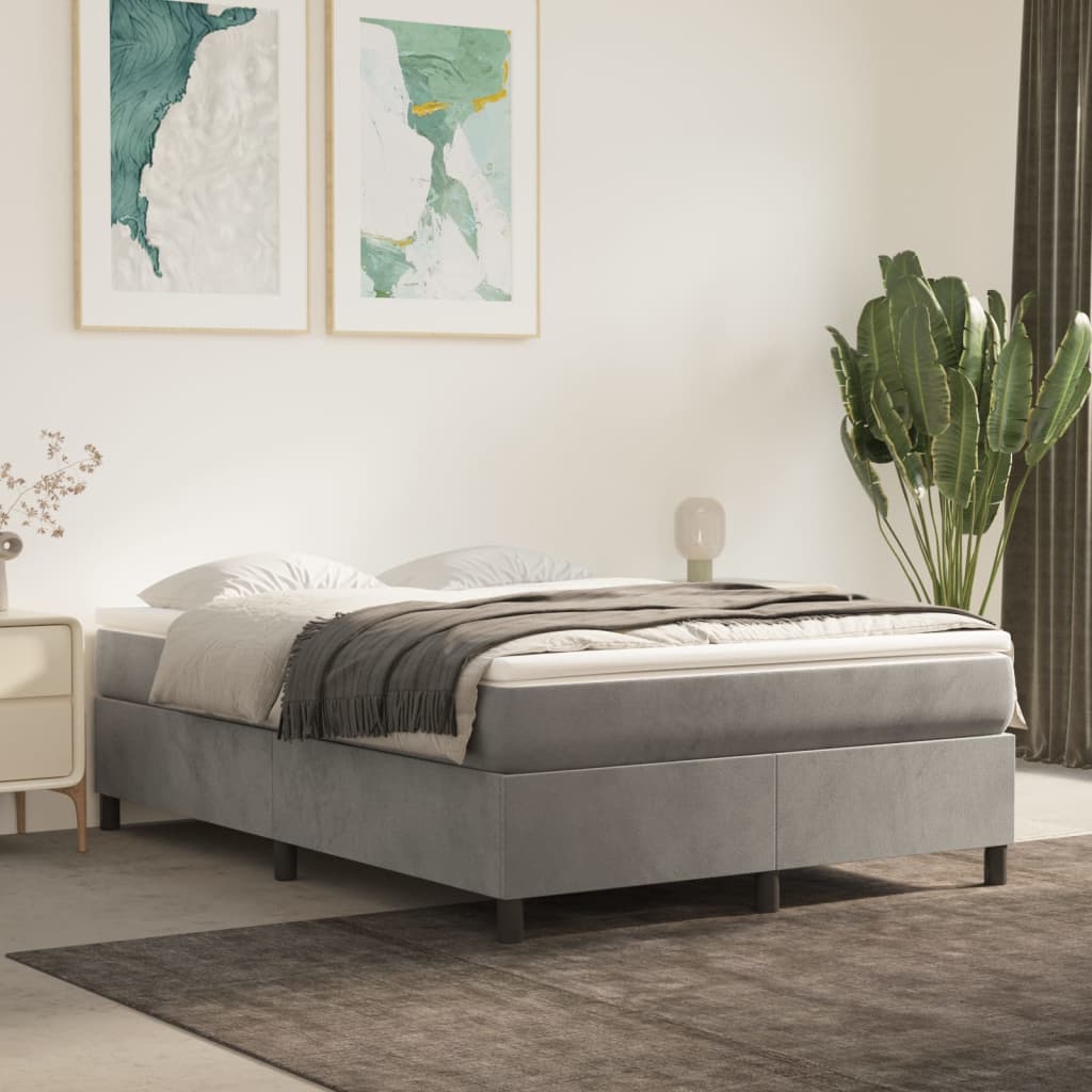 vidaXL Bed Frame Box Spring Platform Bed with Mattress for Bedroom Velvet-14
