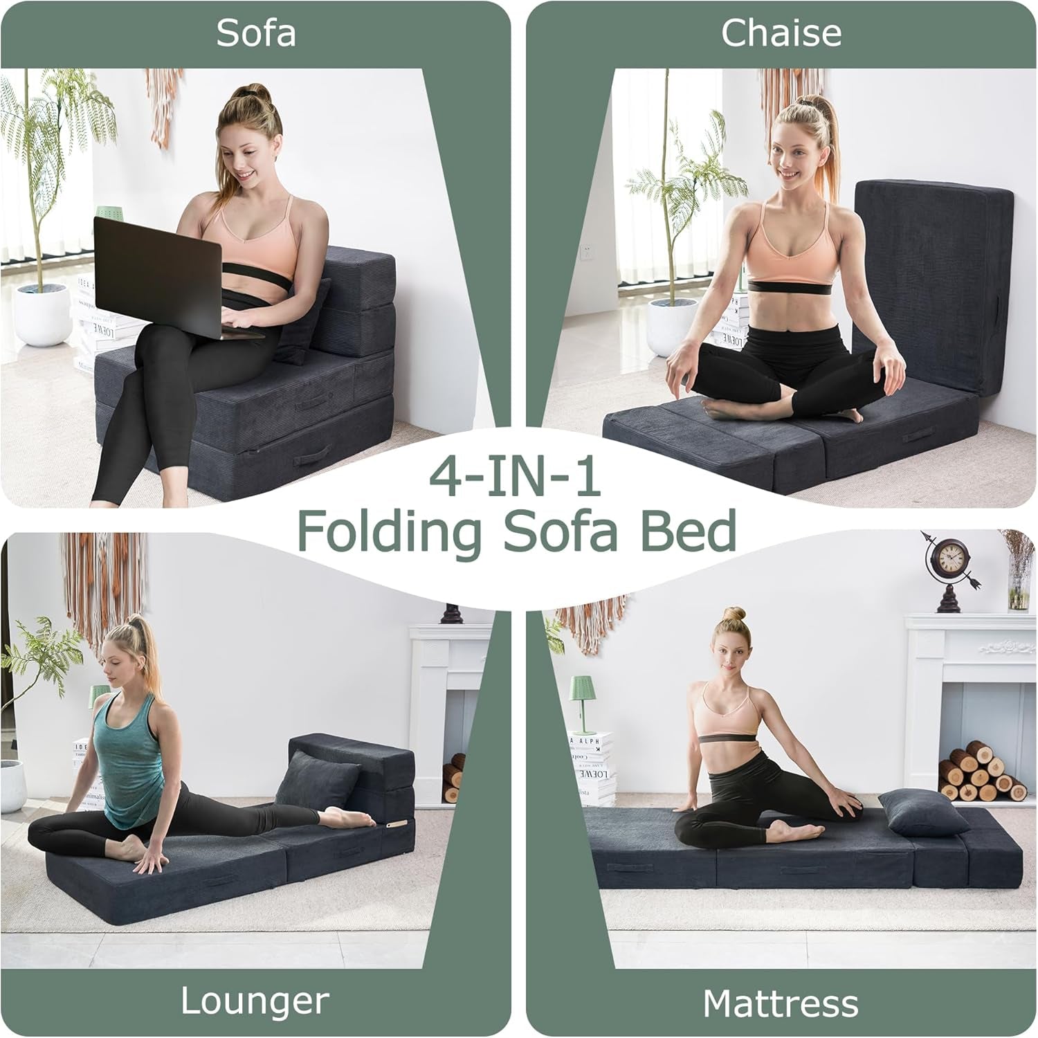 4 in 1 Folding Sofa Bed with Memory Foam Comfort-3