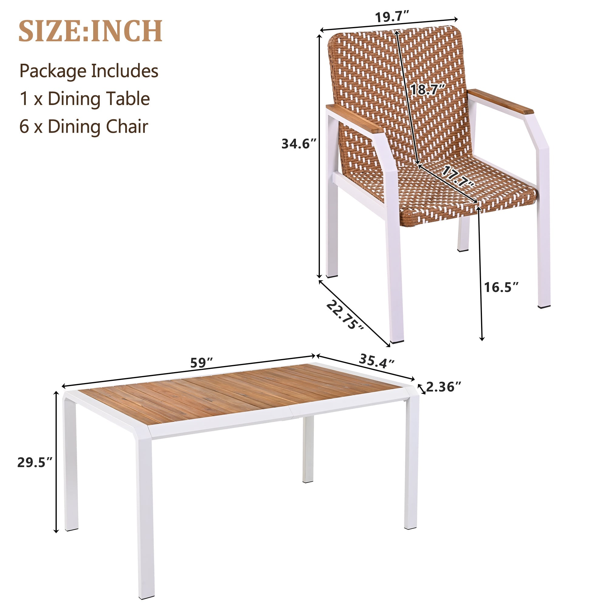 7-Piece Patio Dining Table Set