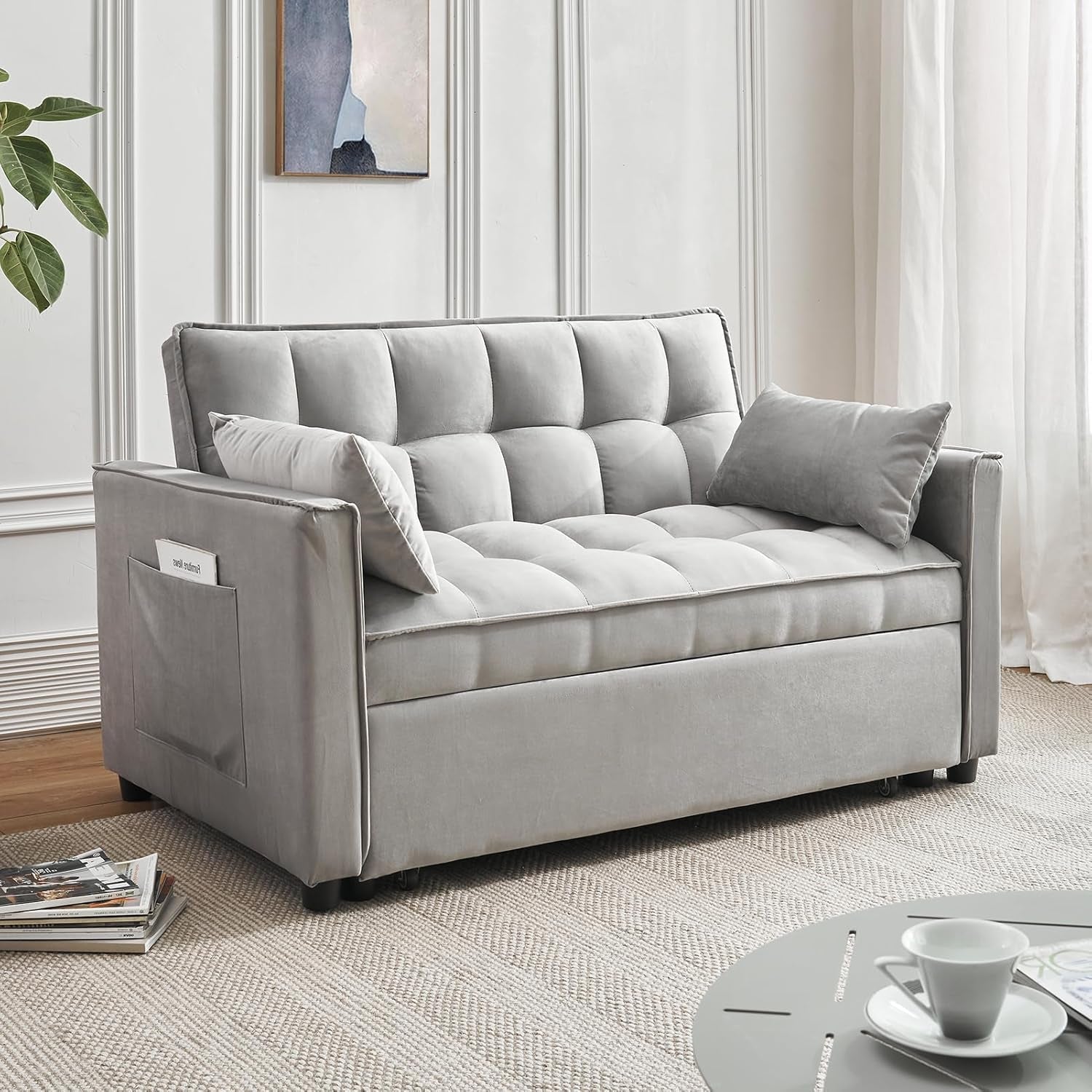 Modern 3 in 1 Sleeper Sofa Bed with Adjustable Backrest-0