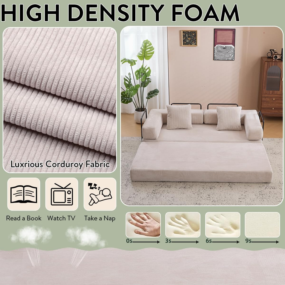 4 In 1 Convertible Folding Sleeper Sofa Bed-2