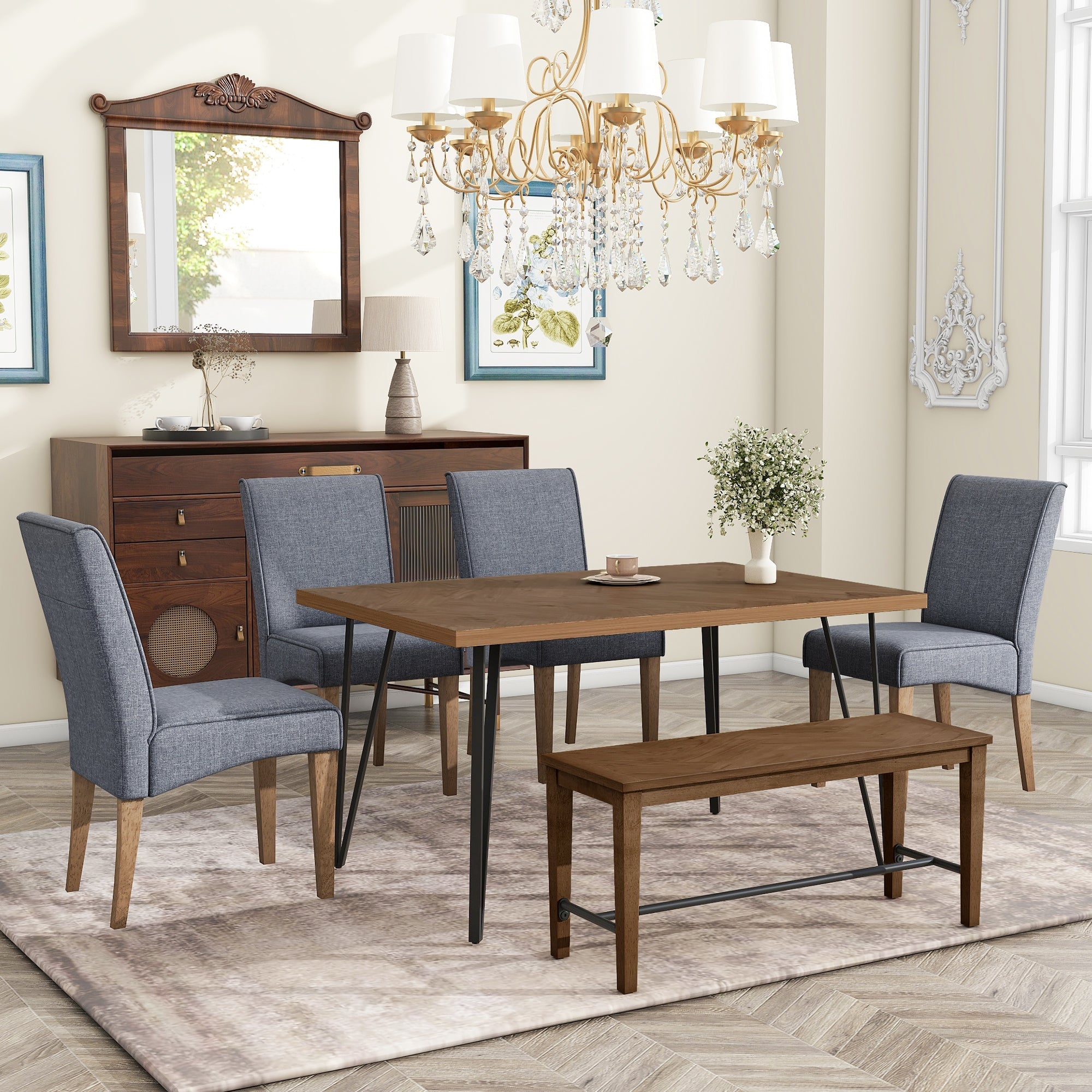 Modern 6-Piece Dining Table Set