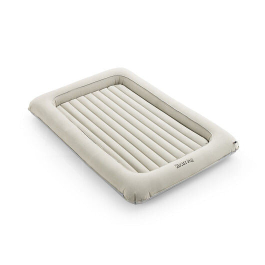 2-in-1 Multi-Purpose Inflatable Toddler Travel Bed Air Mattress Set with Electric Pump-Gray-0