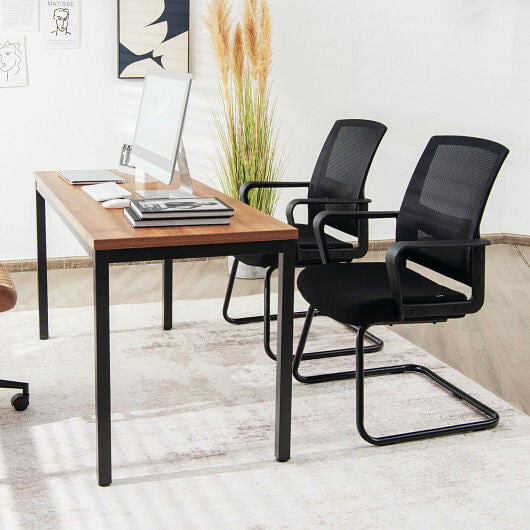 Set of 2 Conference Chairs with Lumbar Support-Black-1