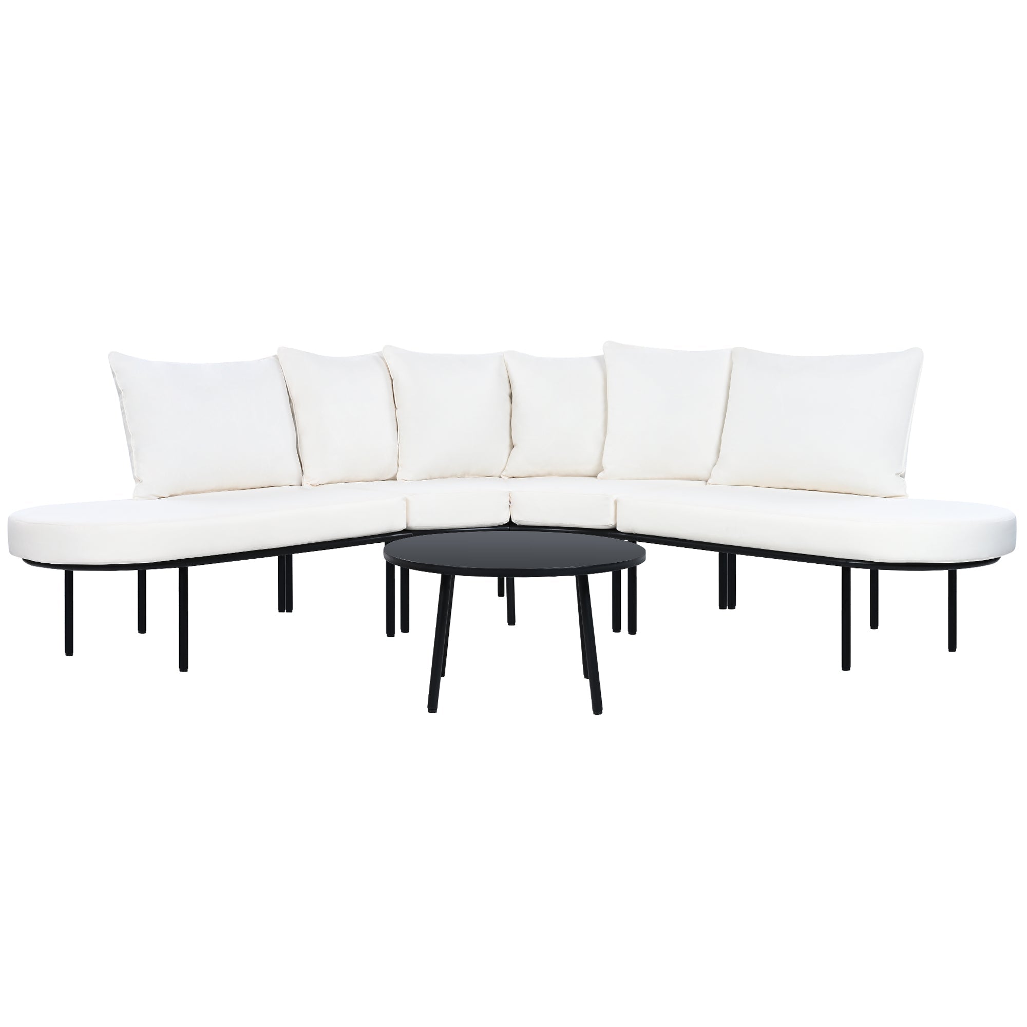 Patio Half-Moon Curved Outdoor Furniture Set