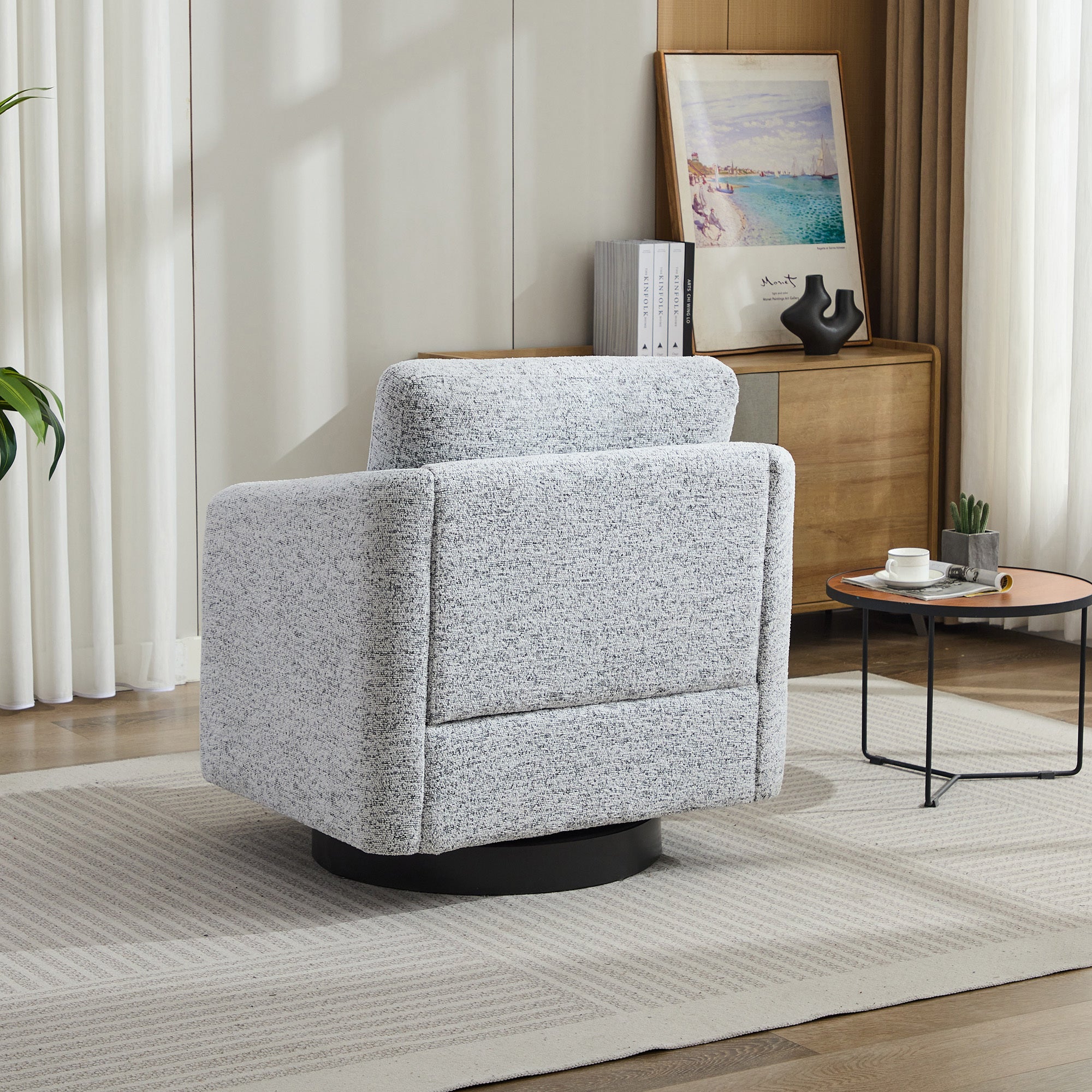 31.5"W Comfy Round Swivel Accent Chair-4