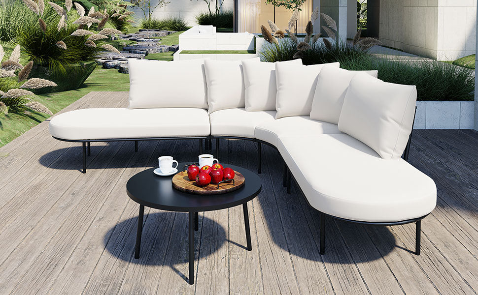Patio Half-Moon Curved Outdoor Furniture Set