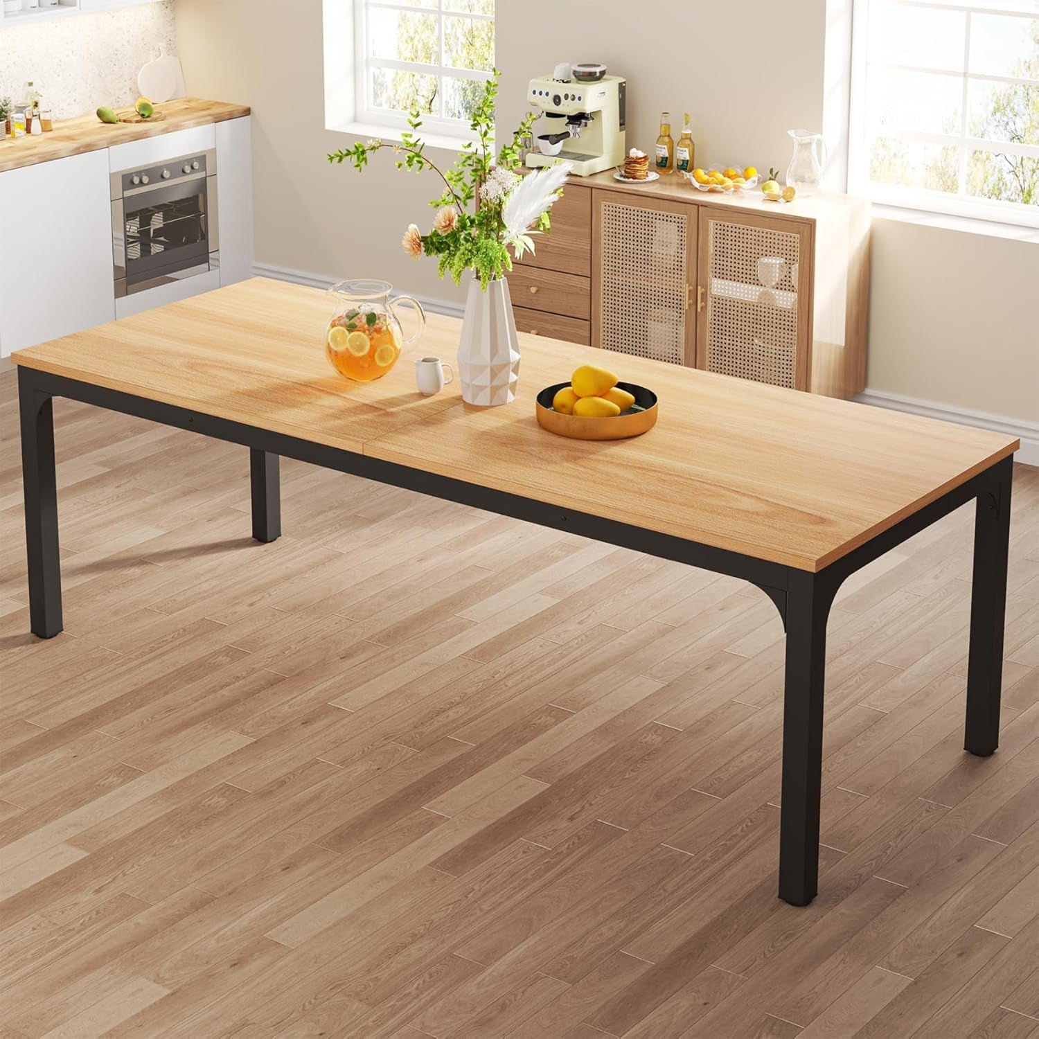 Dining Table for 6-8 People, 78-Inch Large Narrow Long Rectangular Kitchen Dinner Table, 8 Seat Rustic Wood Dining Room Table for Kitchen, Living Room (Only Table)-0