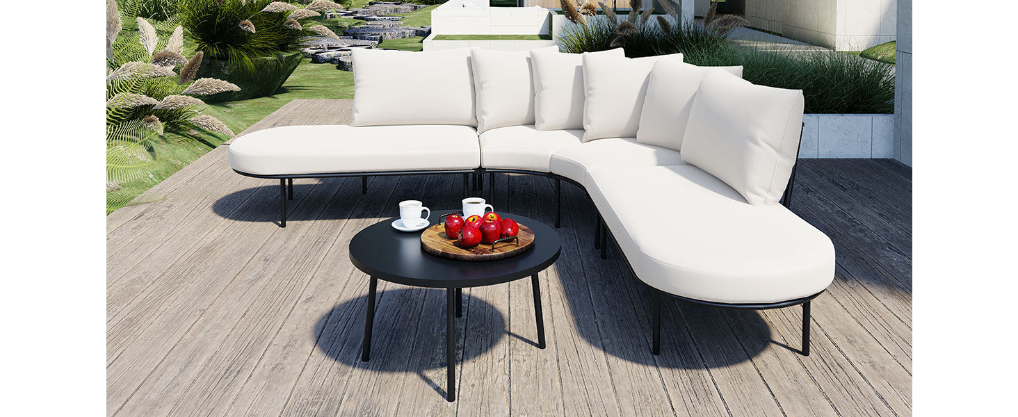 Patio Half-Moon Curved Outdoor Furniture Set