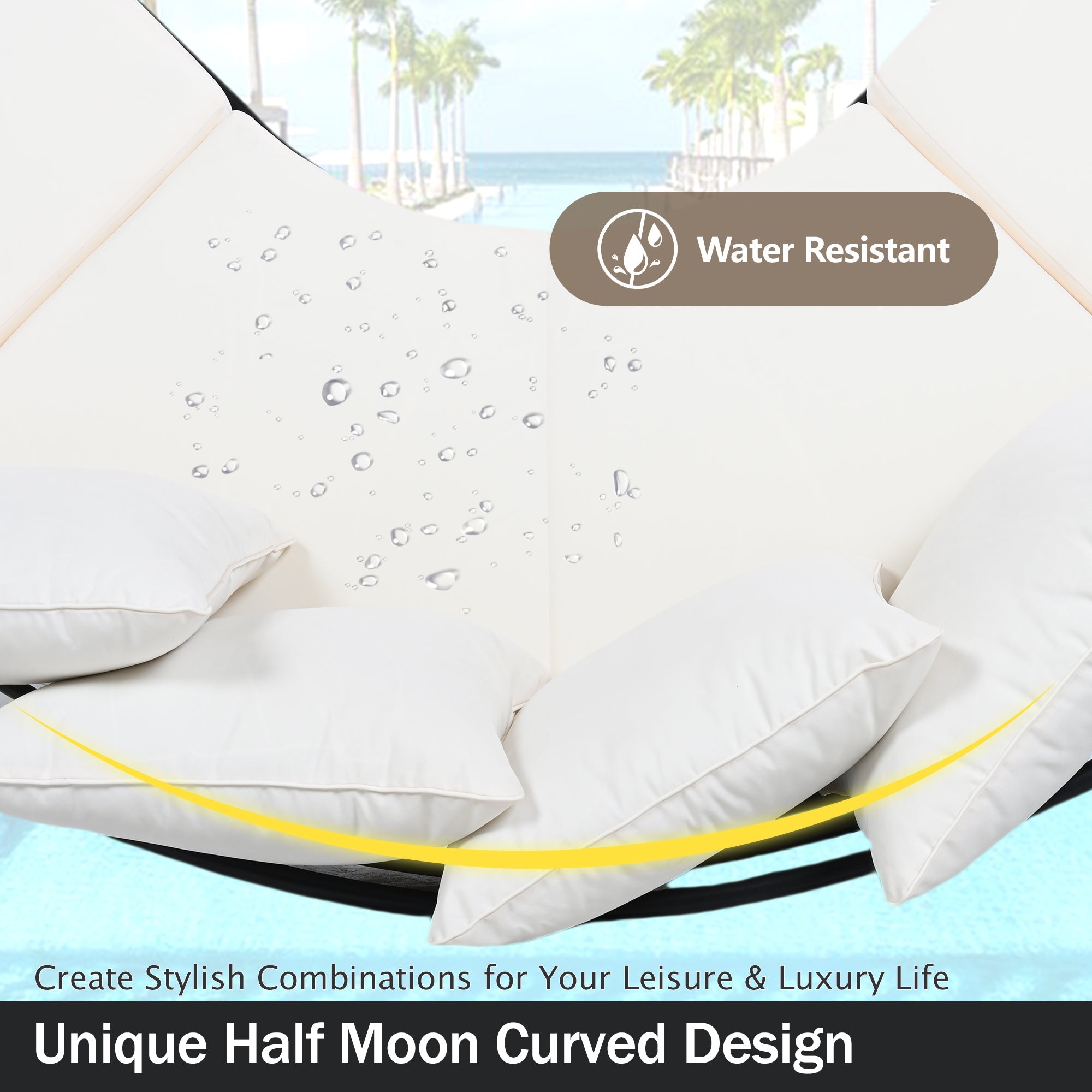 Patio Half-Moon Curved Outdoor Furniture Set