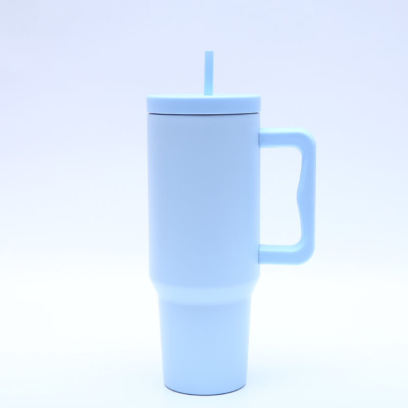 40 oz. Stainless Steel Modern Tumbler with Handle & Straw - Light Blue-1