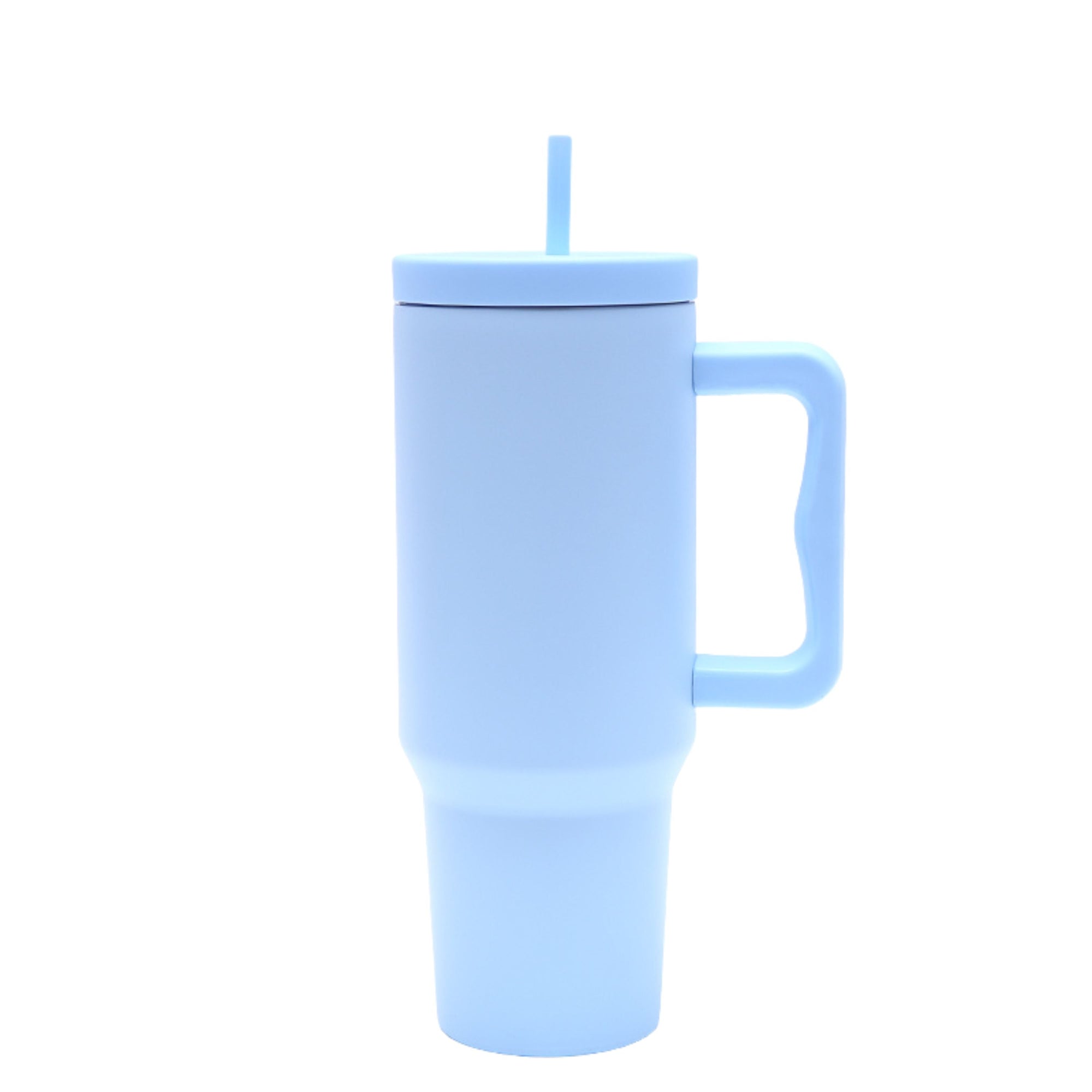 40 oz. Stainless Steel Modern Tumbler with Handle & Straw - Light Blue-0