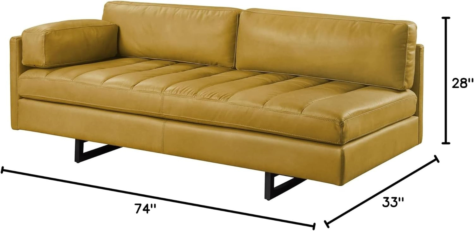 Radia Sofa with Pillow in Yellow Turmeric Top Grain Leather-2