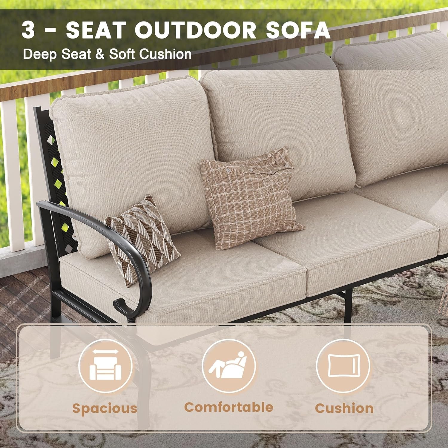 Five Piece Outdoor Patio Furniture Set with Cushions-3
