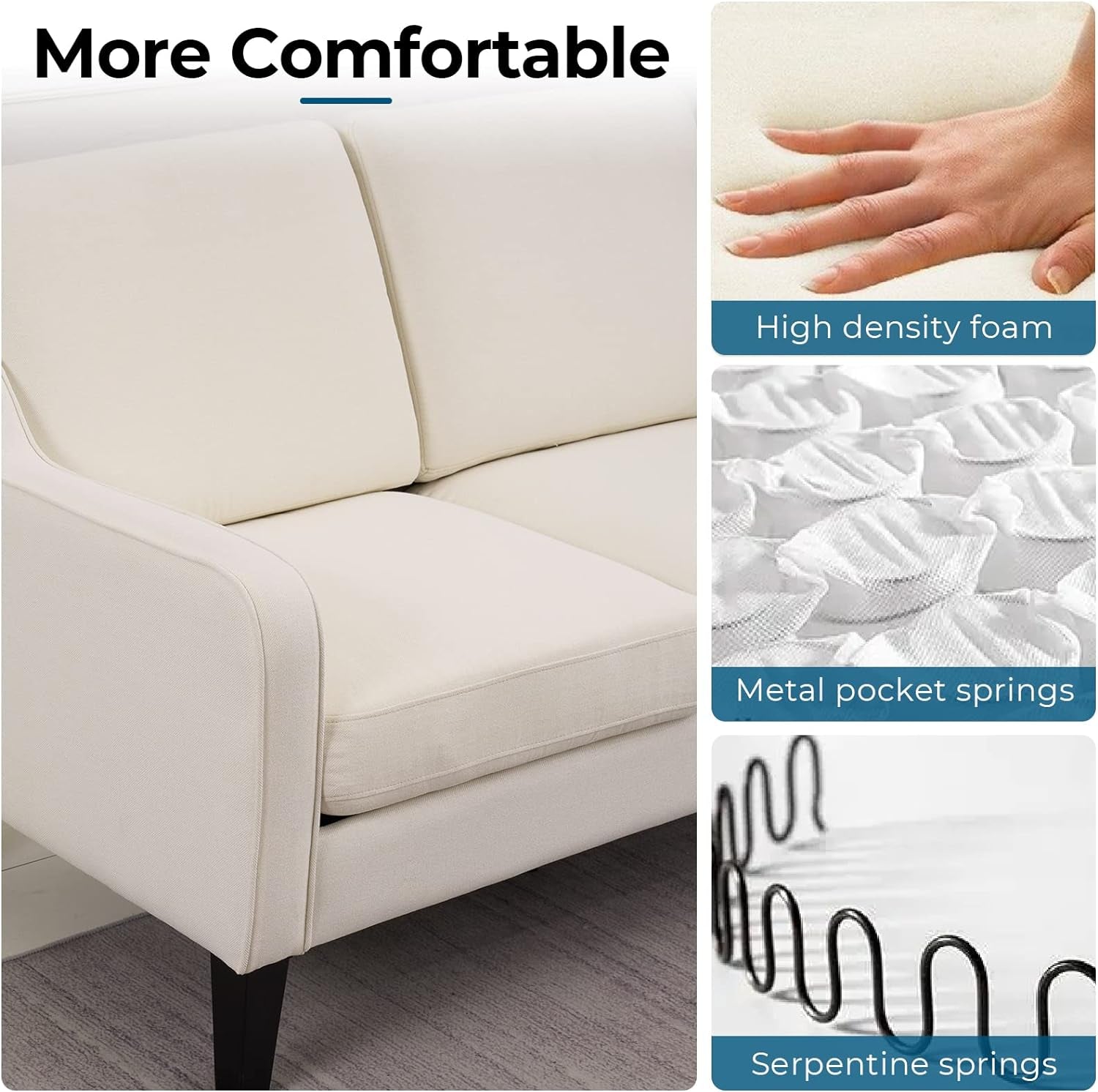 Mid-Century Modern Loveseat: Small, Light Grey rana