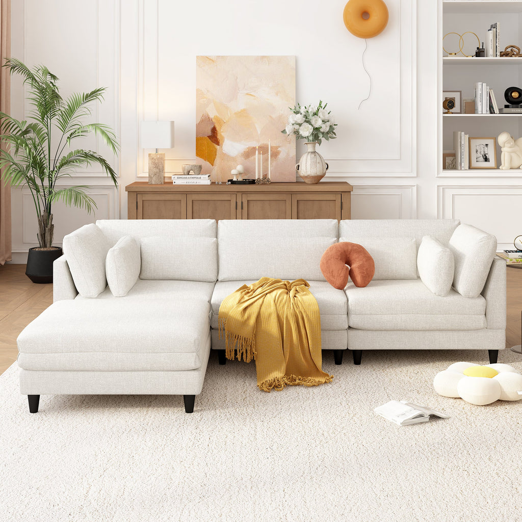 Modern Modular Sectional Sofa with Movable Ottoman