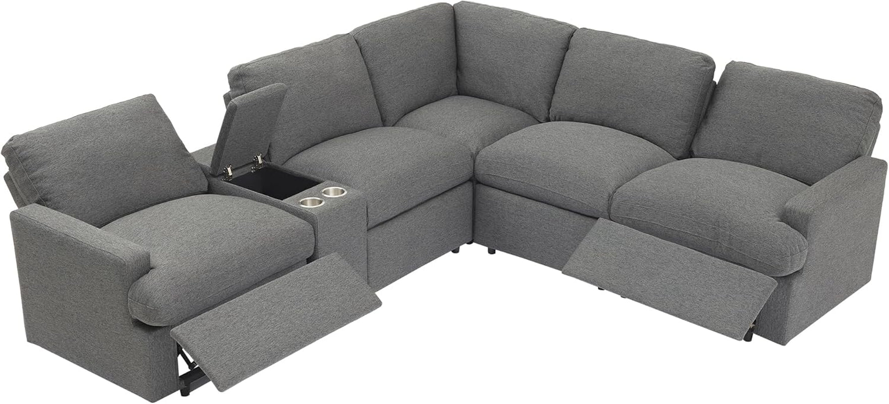 Modern Power Reclining Sectional Sofa with USB-2