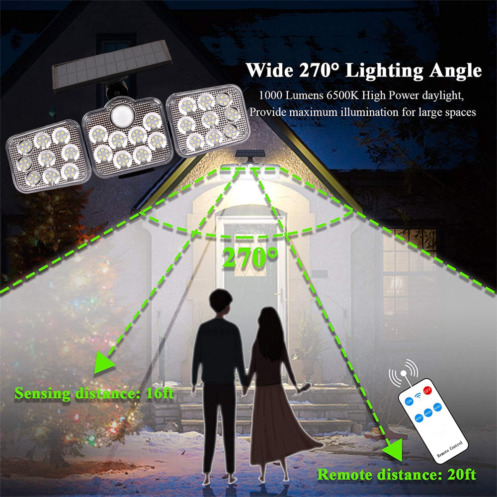Solar Outdoor Lights 138 LED 3-Head