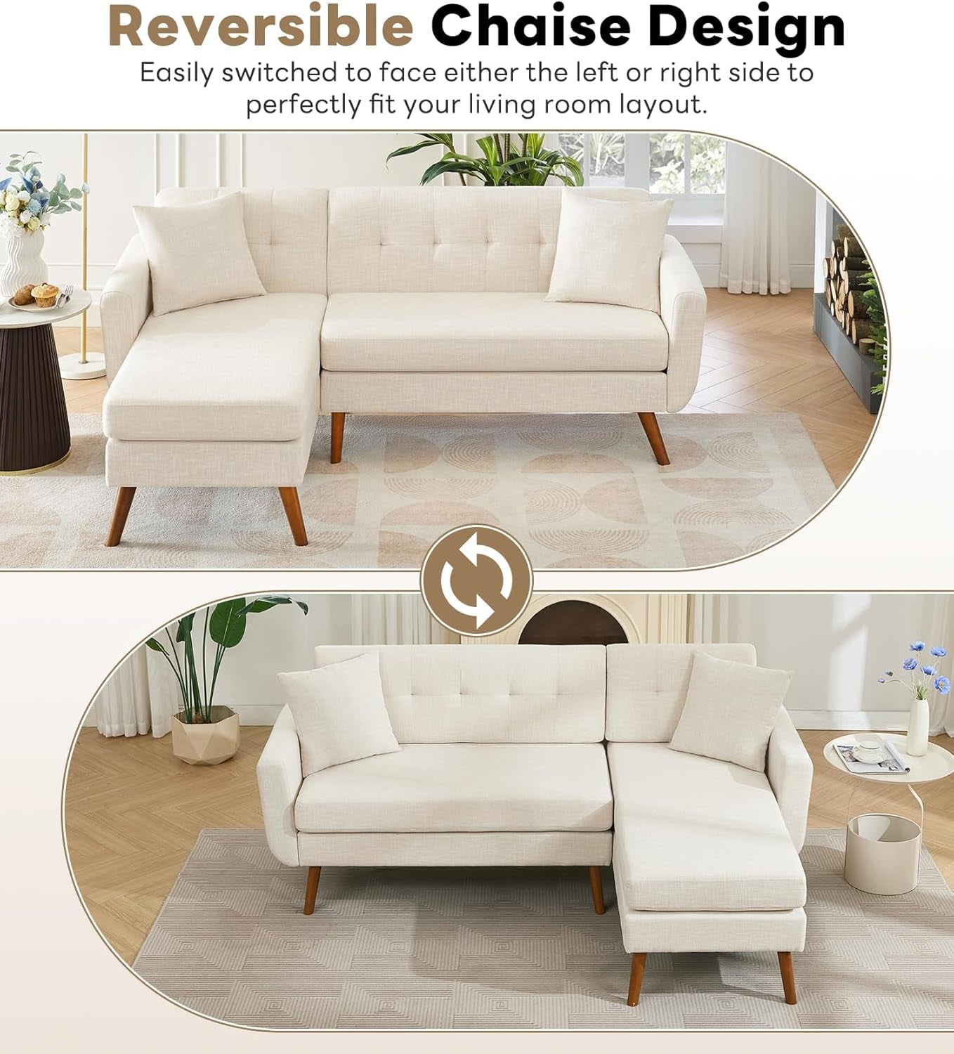 Spacious Mid-Century Modern L Shaped Couch with Chaise-2