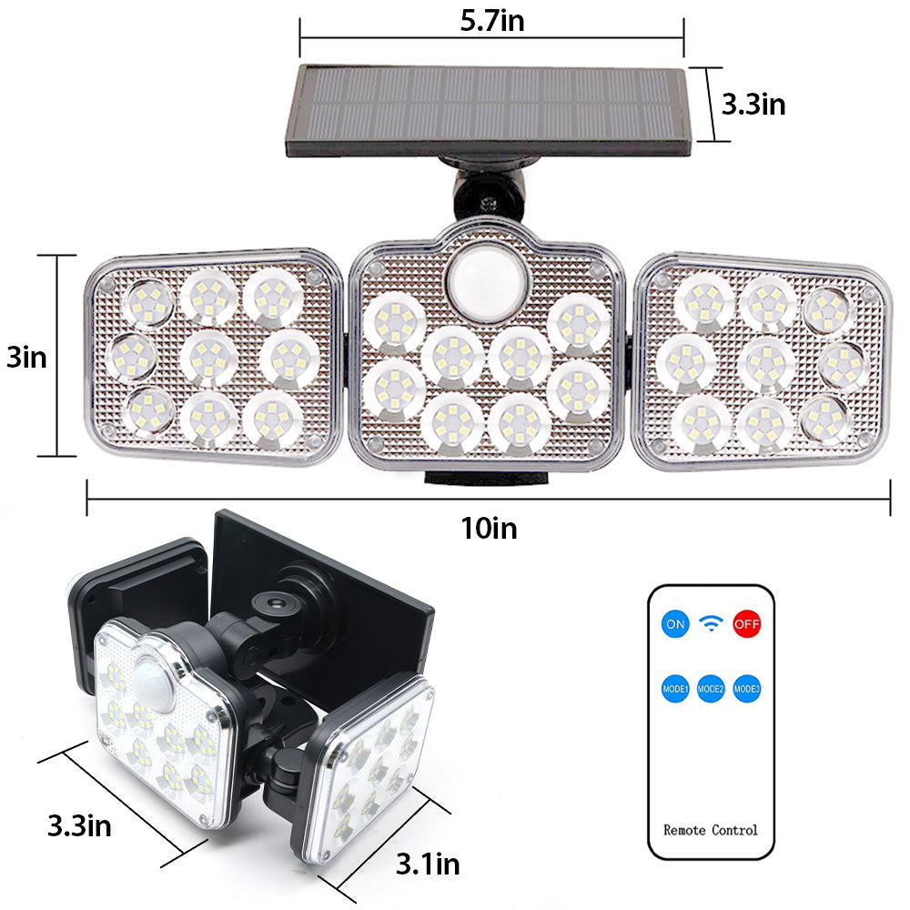 Solar Outdoor Lights 138 LED 3-Head