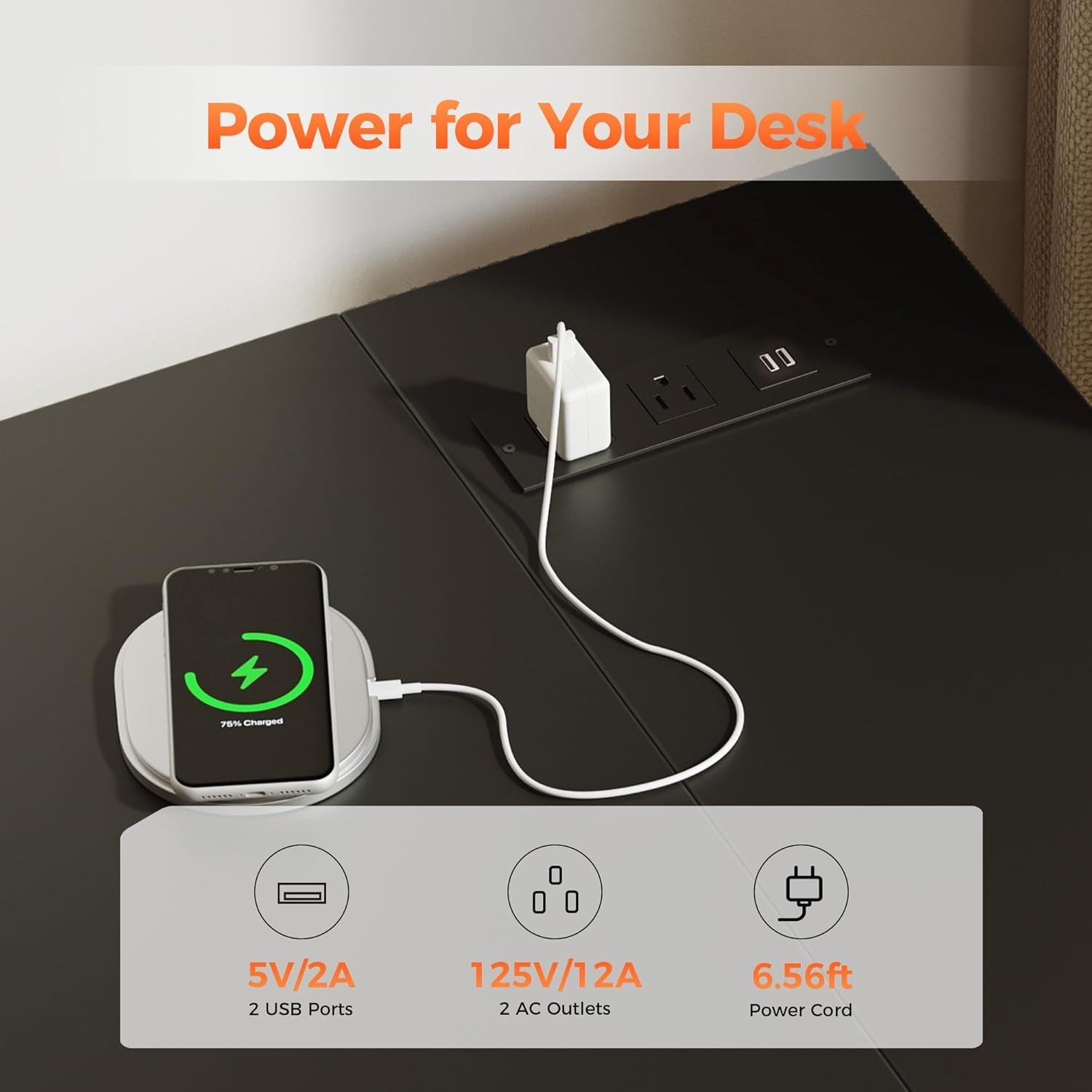 L Shaped Computer Desk with Power Outlets and Shelves-3