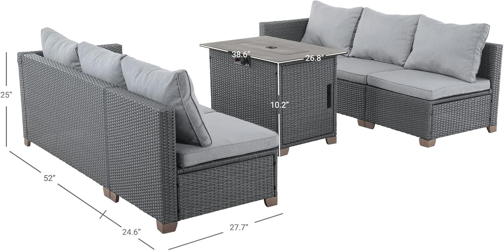 Modular Wicker Outdoor Furniture Set with Fire Pit-1