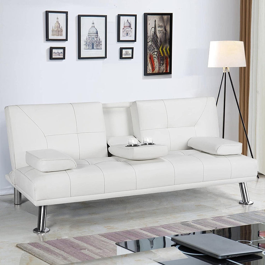 Adjustable Convertible Sofa Bed with Cup Holders