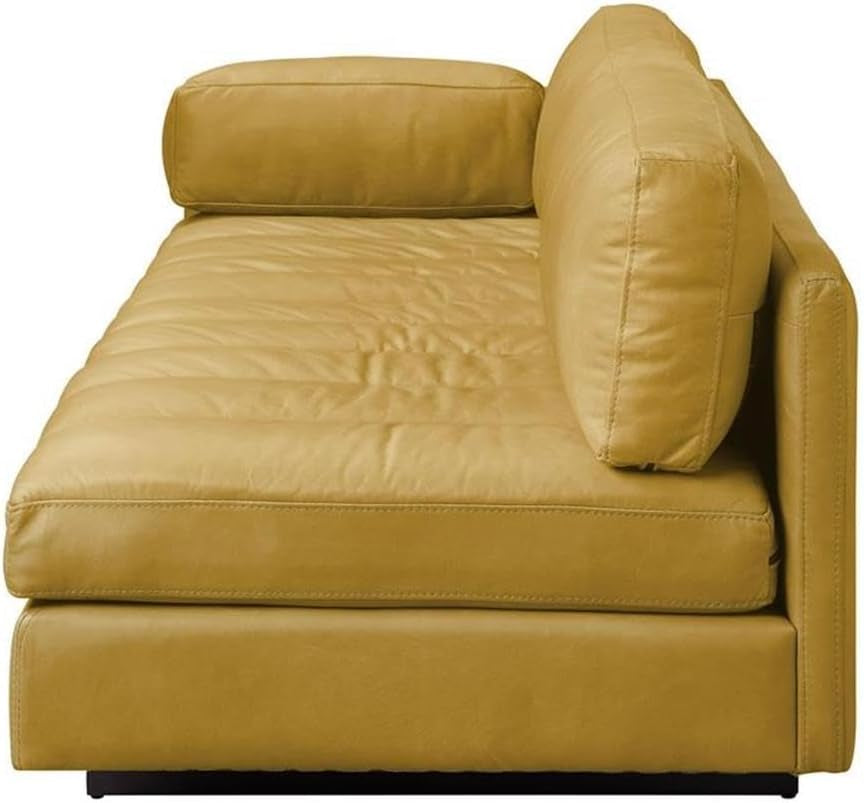 Radia Sofa with Pillow in Yellow Turmeric Top Grain Leather-4