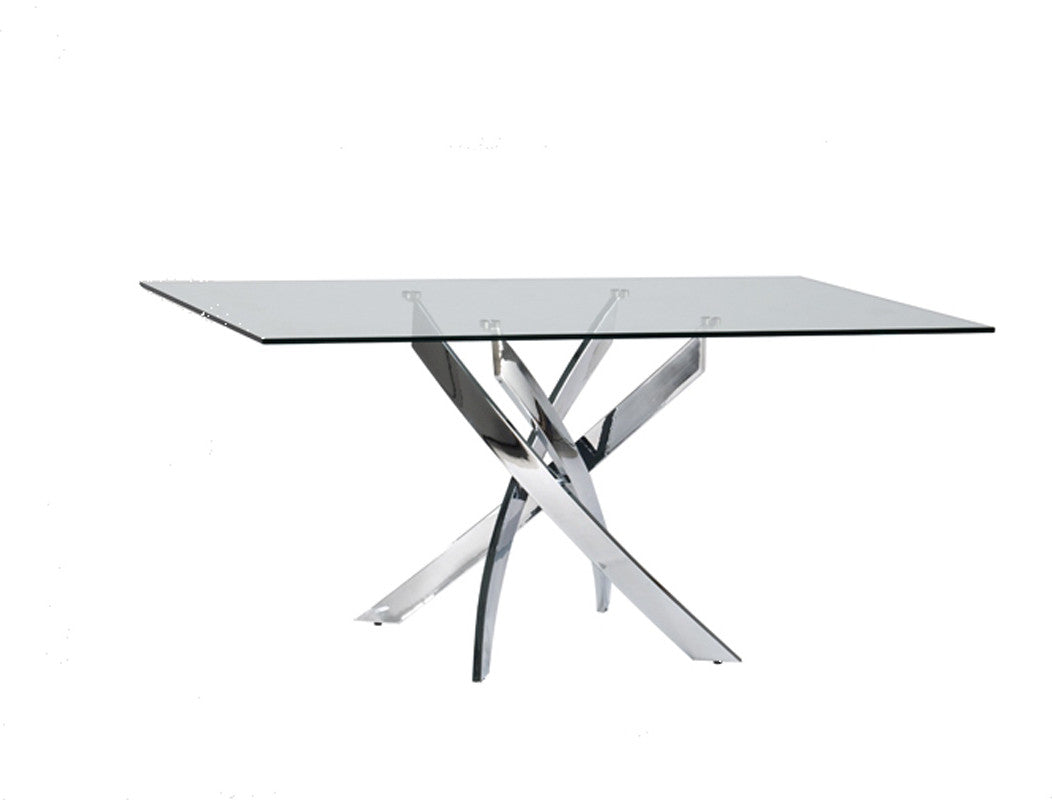 30" Glass and Steel Rectangular Dining Table