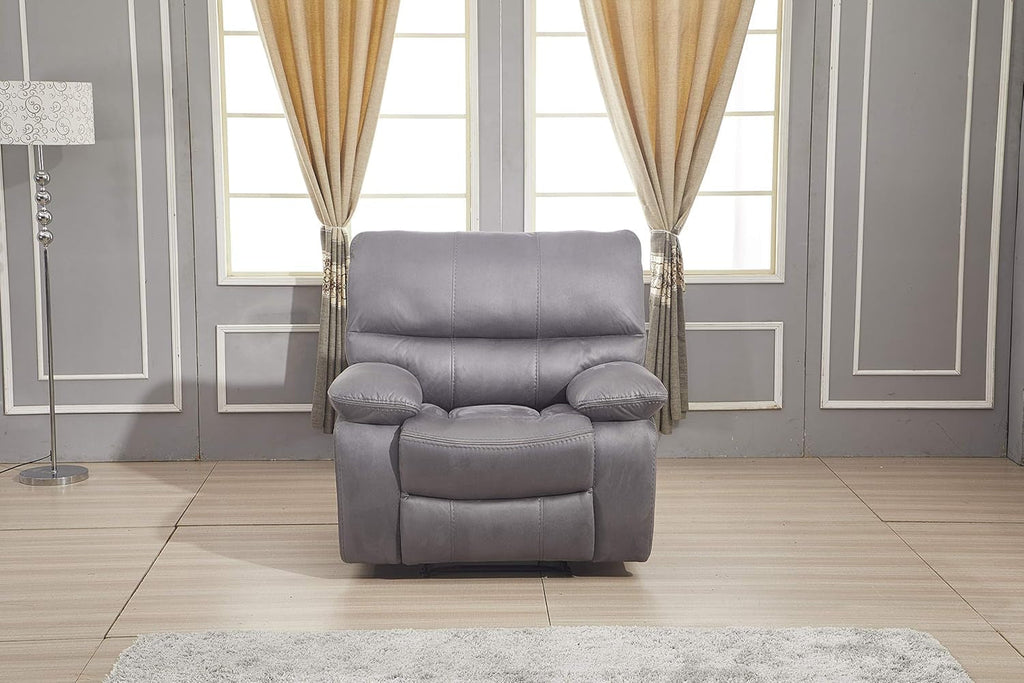 Microfiber Reclining Sofa Couch Set Living Room Set 8007 (Grey, Recliner)-2