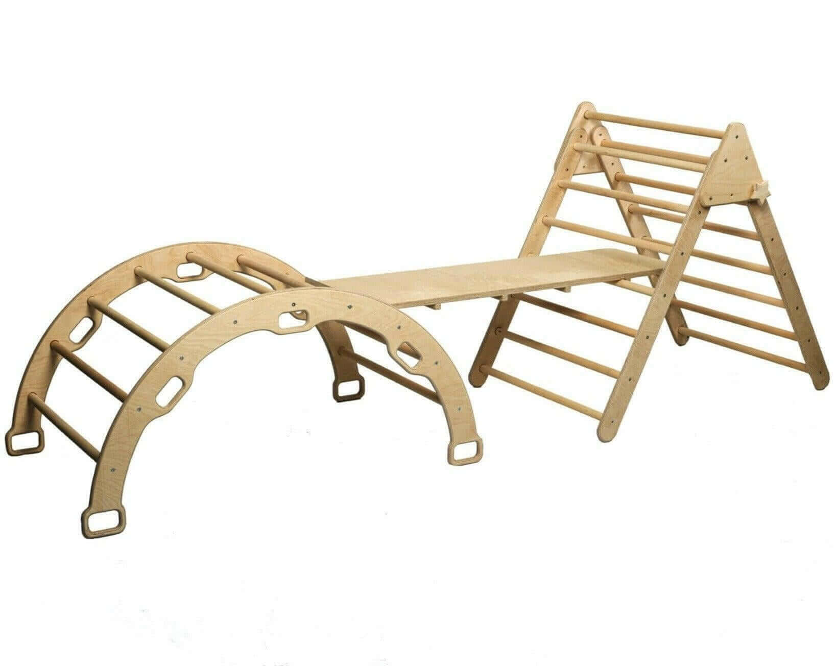 Montessori Climbing Set (3 Pieces)| Pikler Triangle, Climbing Arch & Ramp-1