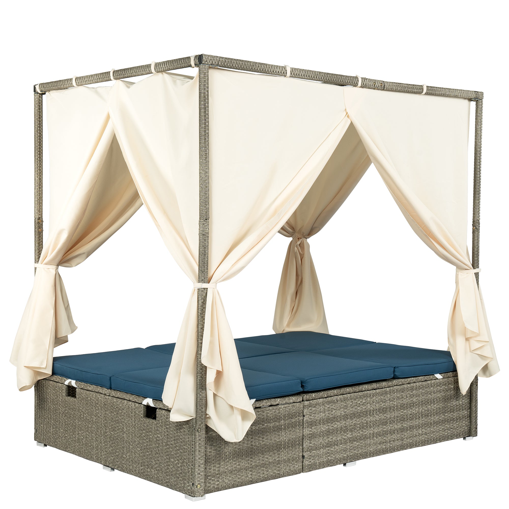 Adjustable Sun Bed With Curtain,High Comfort,With 3 Colors