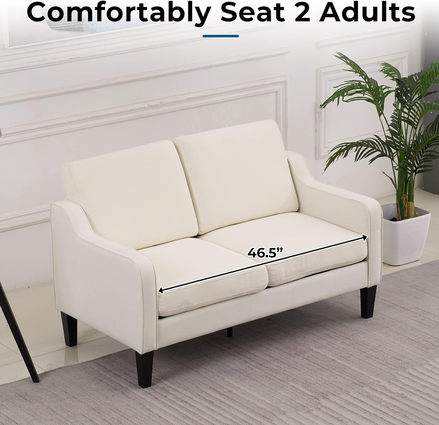 Mid-Century Modern Loveseat: Small, Light Grey rana