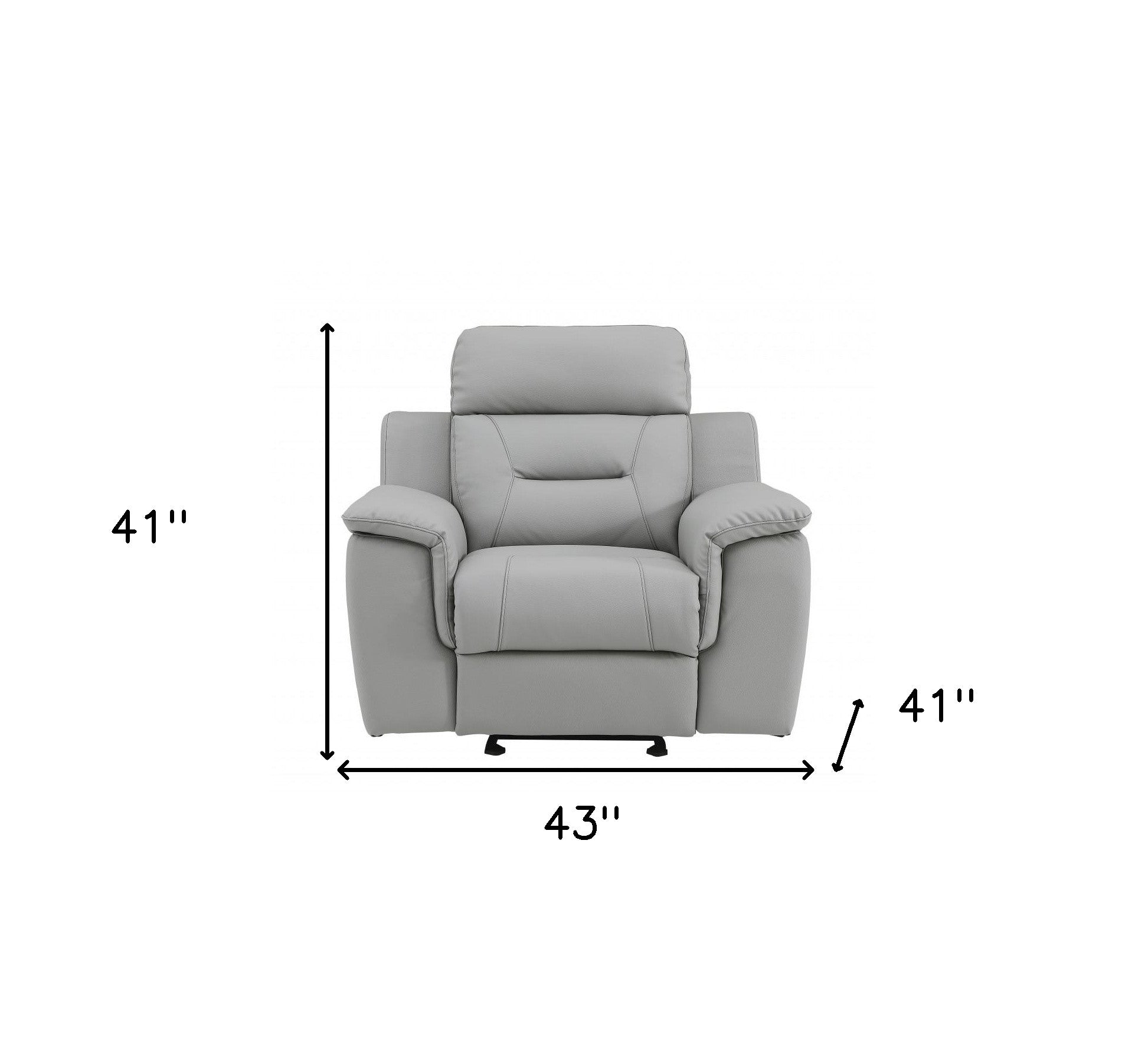 41" Grey Fascinating Leather Reclining Chair.-6