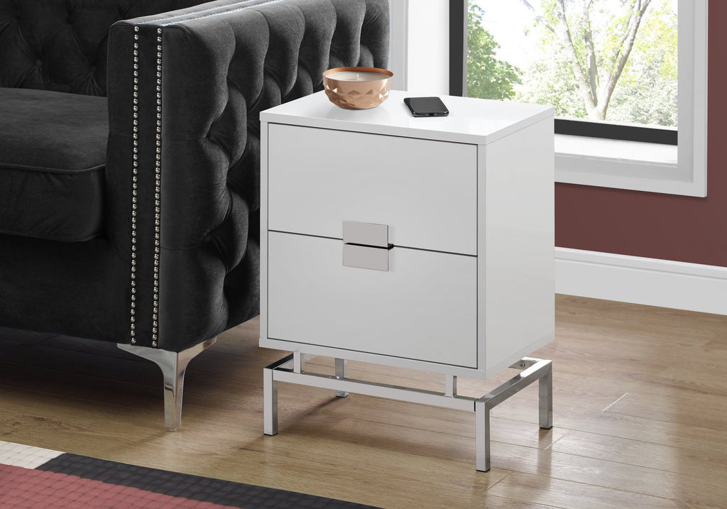 Modern Particle Board and Chrome Accent Table