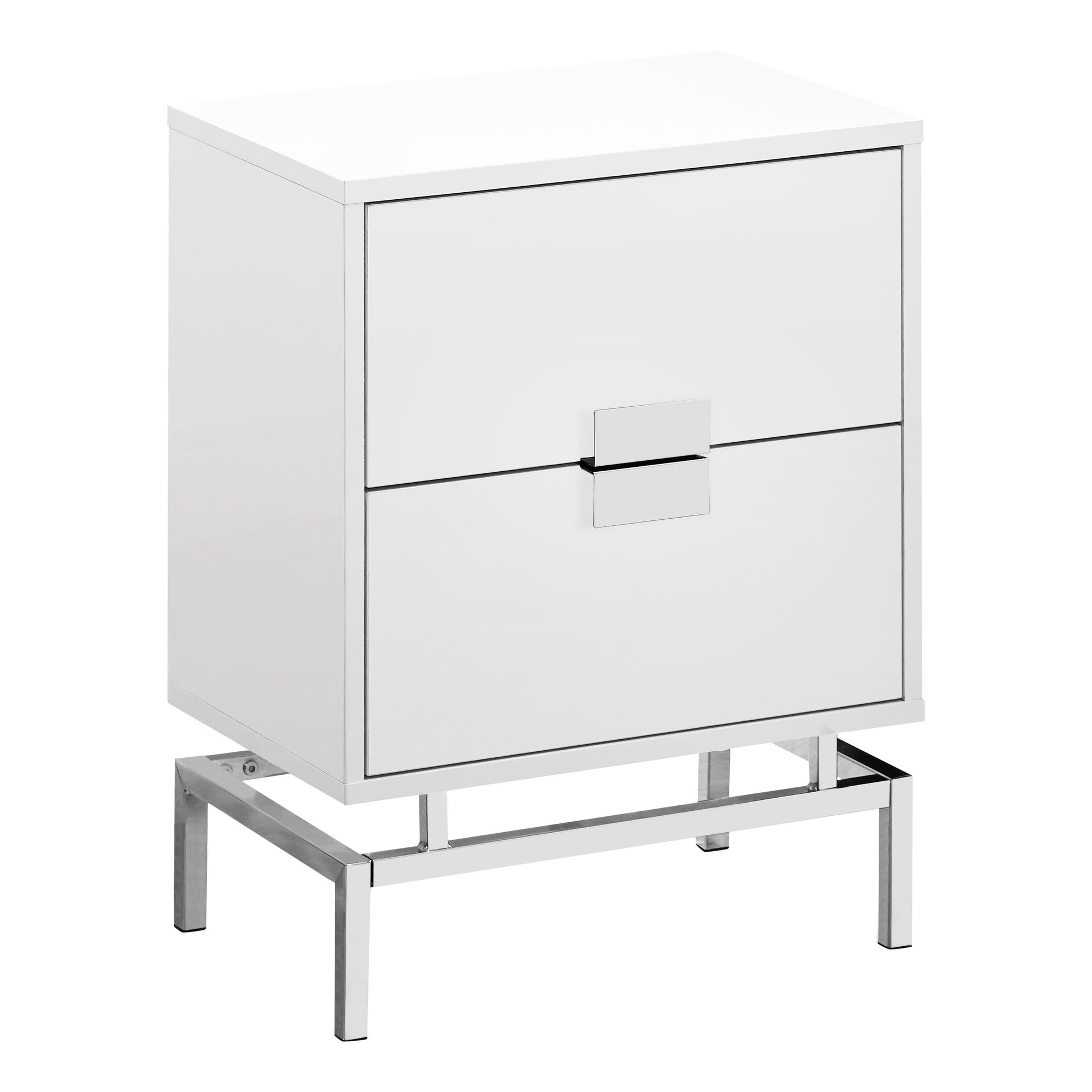 Modern Particle Board and Chrome Accent Table
