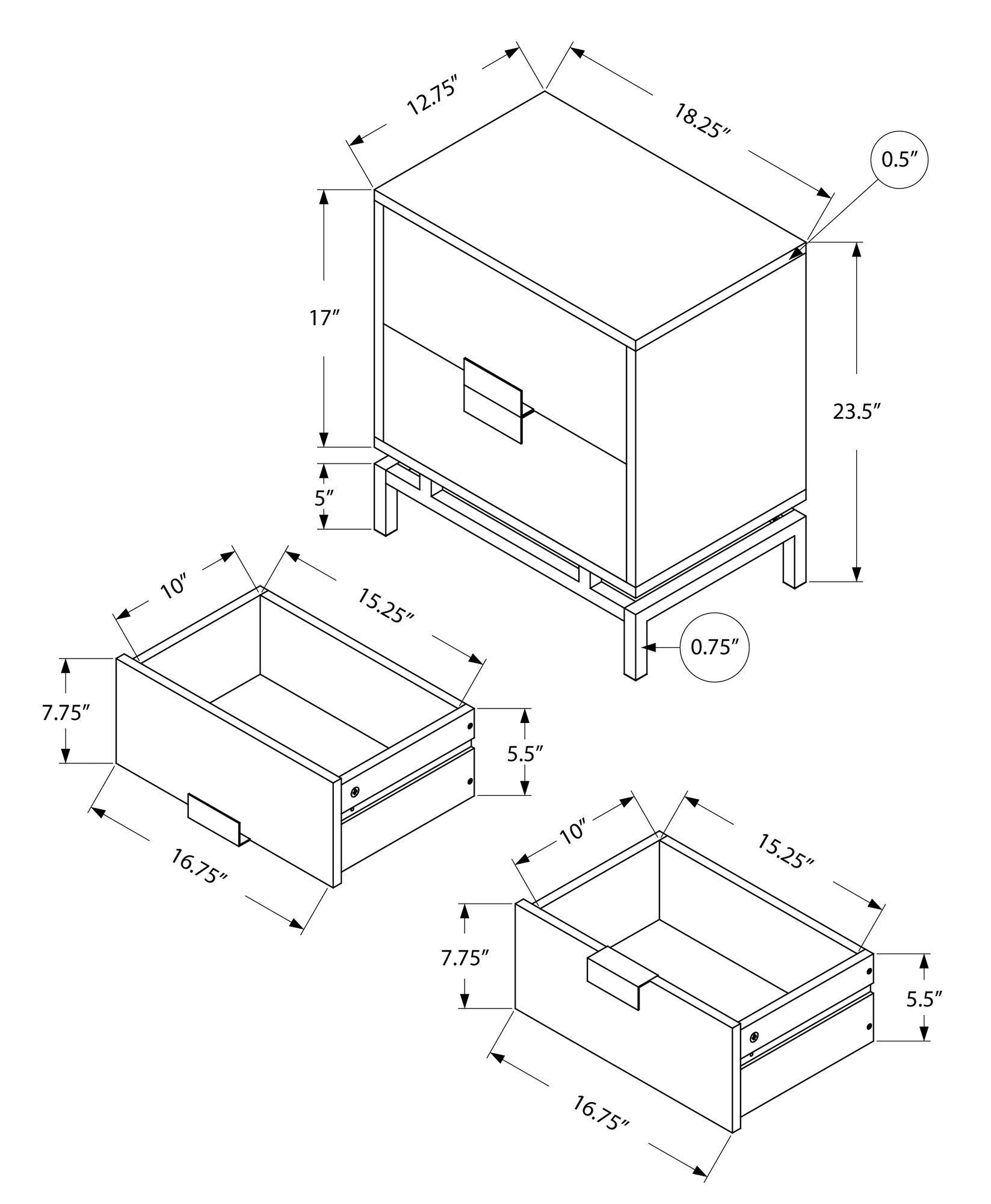 Modern Particle Board and Chrome Accent Table